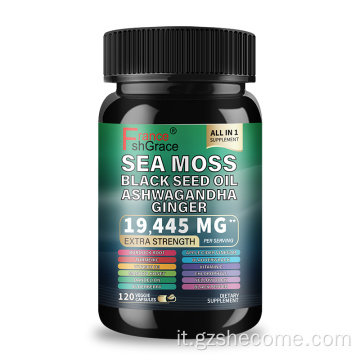 Supporto per capelli olio di semi neri Supplemento muschio marino